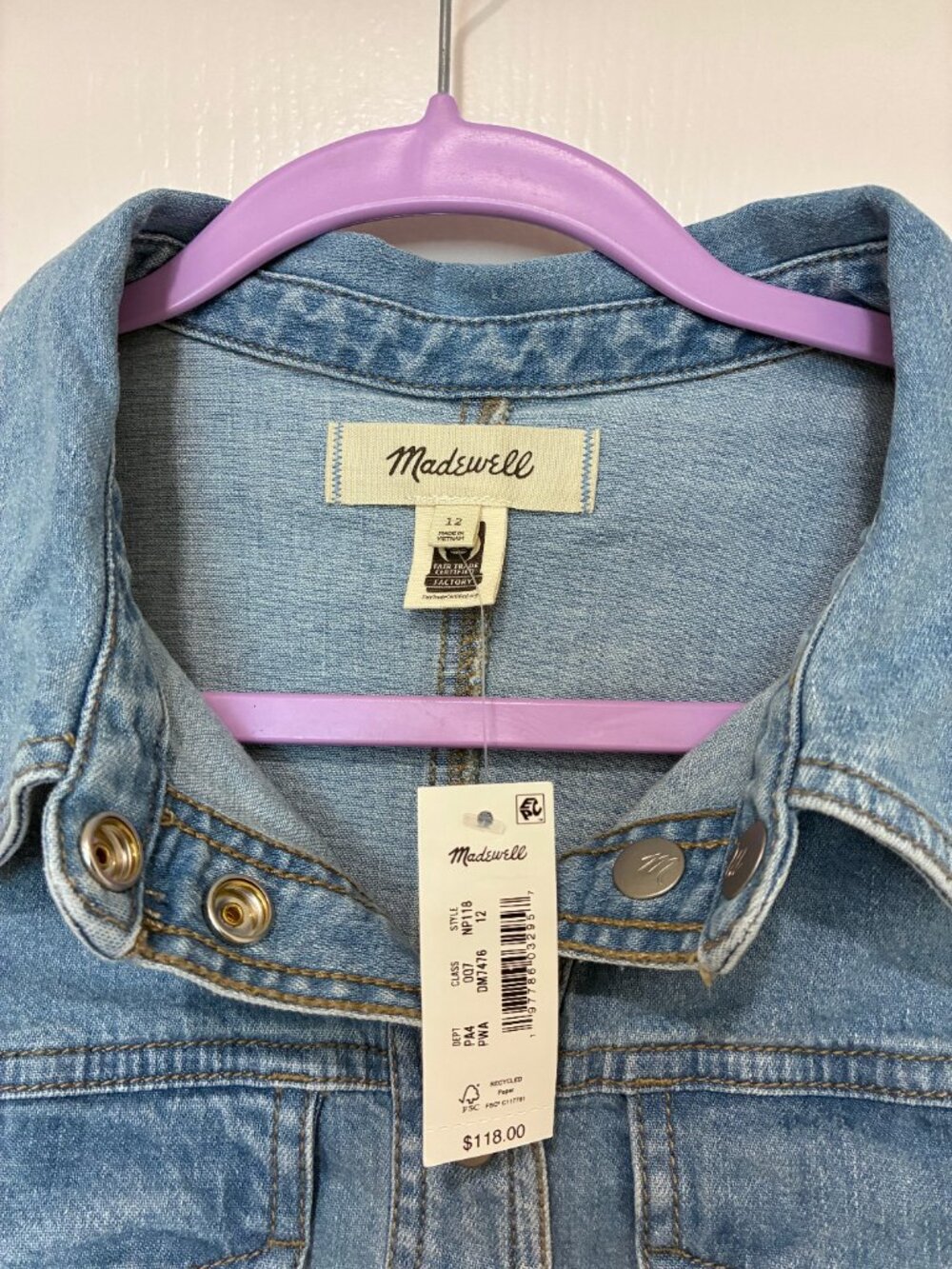 Madewell Denim Seamed Mini Shirtdress Palermo Wash Size 12 NWT - Picture 8 of 12
